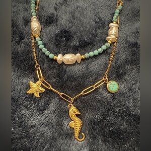 COPY - Gold and Green Seahorse Necklace